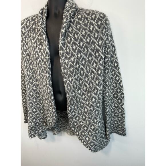 Wooden Ships Knit Cardigan Mohair Wool Geometric Print Open Front Size S/M - Picture 5 of 11